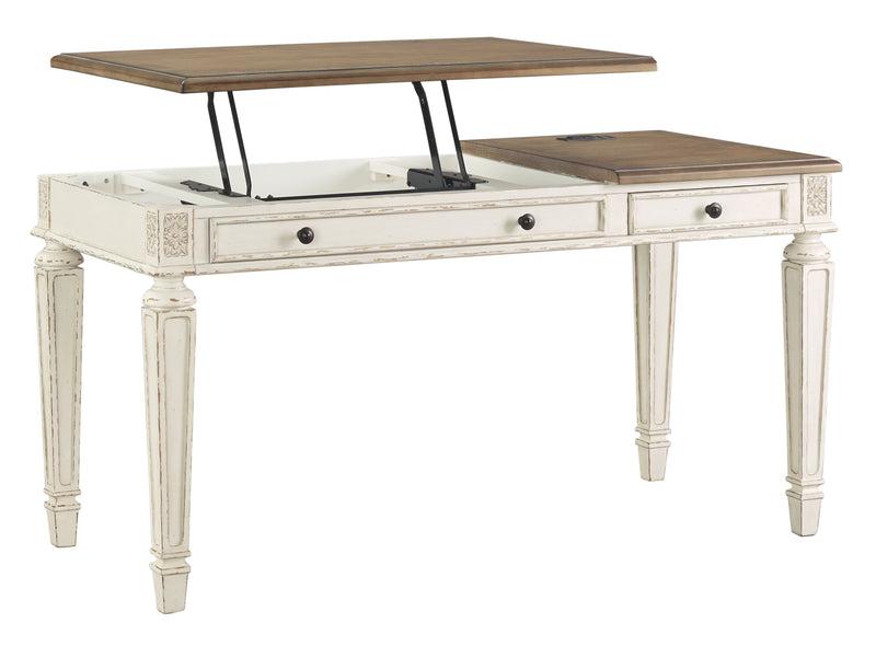 Realyn - White / Brown - Home Office Lift Top Desk - JaxCo Furniture