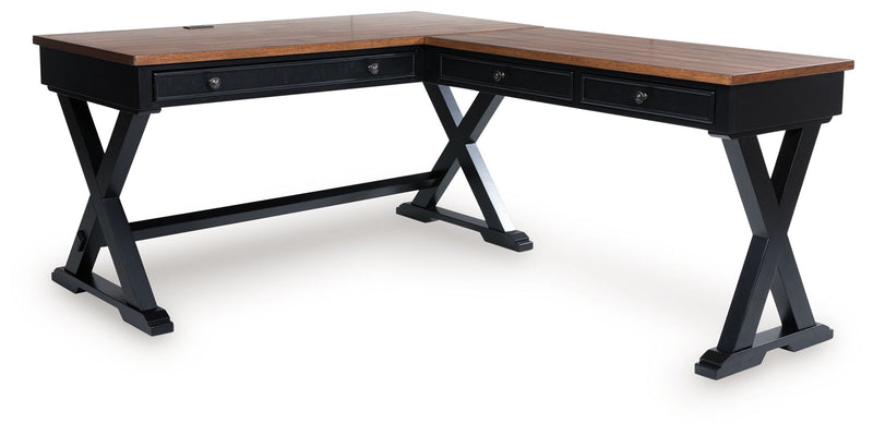 Wildenauer - Brown / Black - Home Office Desk And Return - JaxCo Furniture