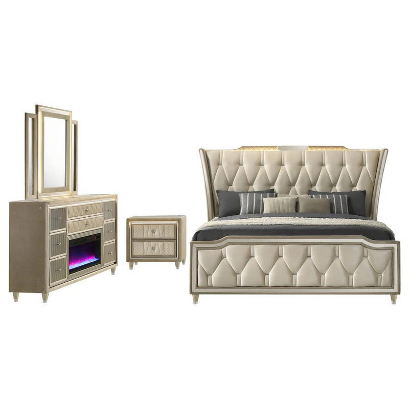 Lorient - Bedroom Set With LED Flame Box Dresser - JaxCo Furniture