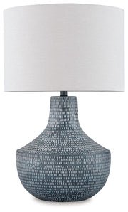 Schylarmont - Antique Gray / White - Metal Table Lamp - JaxCo Furniture
