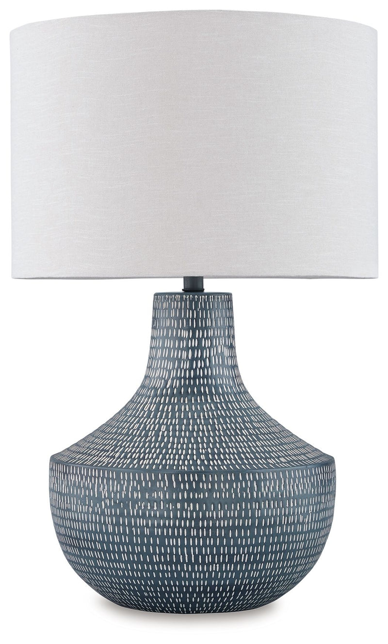 Schylarmont - Antique Gray / White - Metal Table Lamp - JaxCo Furniture