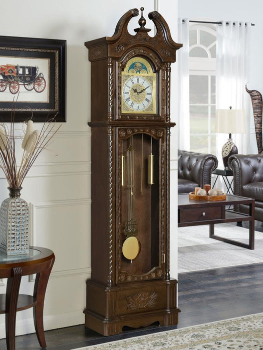 Cedric - Grandfather Clock With Adjustable Chime - Golden Brown - JaxCo Furniture