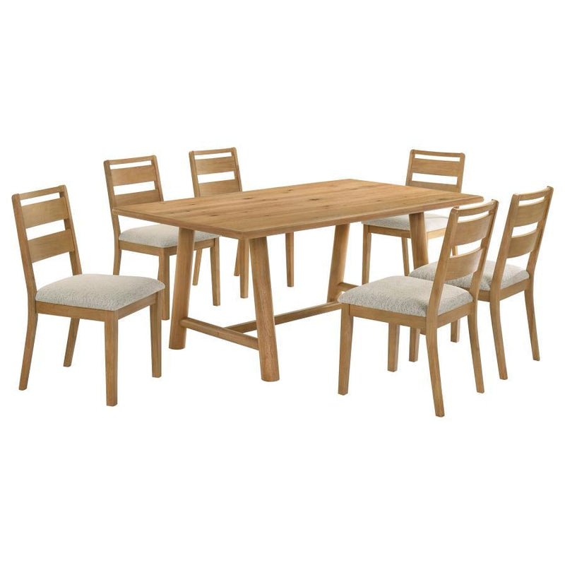 Duncan - 7 Piece Rectangular Wood Dining Table Set - Washed Oak - JaxCo Furniture