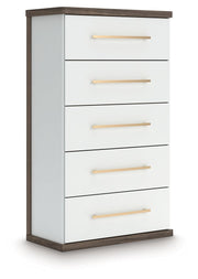 Kendanport - Brown / White - Five Drawer Chest - JaxCo Furniture
