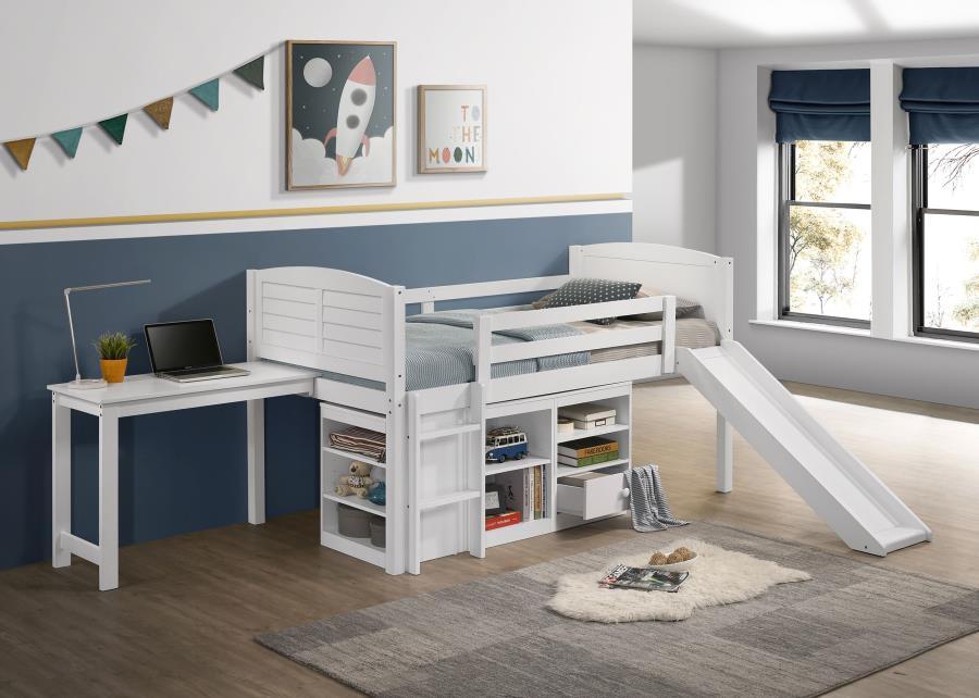 Millie - Twin Workstation Loft Bed - White - JaxCo Furniture