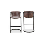 Freeman - Leather Barstool (Set of 2) - Grazed Brown - JaxCo Furniture