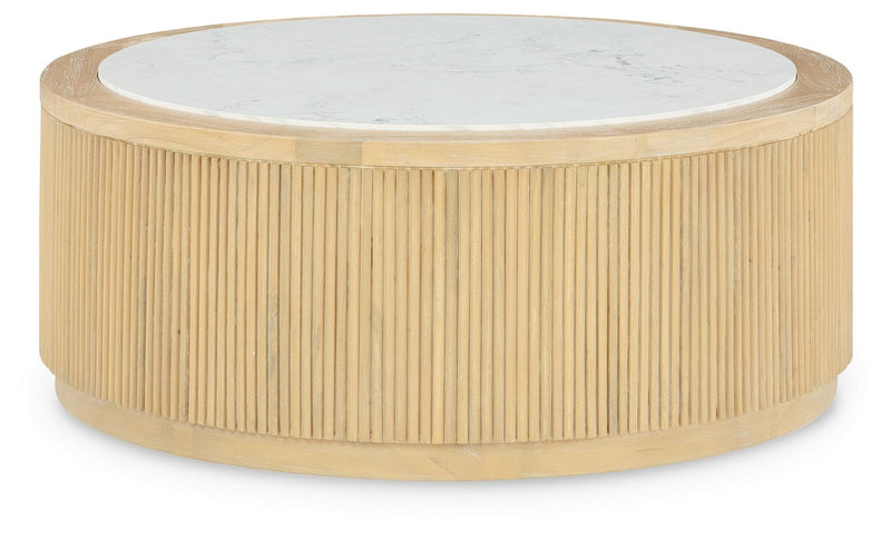 Camdill - Light Brown / White - Round Cocktail Table - JaxCo Furniture