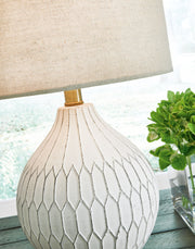Wardmont - White - Ceramic Table Lamp - JaxCo Furniture