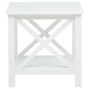 Skyview - Square Pine Wood Side End Table With Shelf - White - JaxCo Furniture