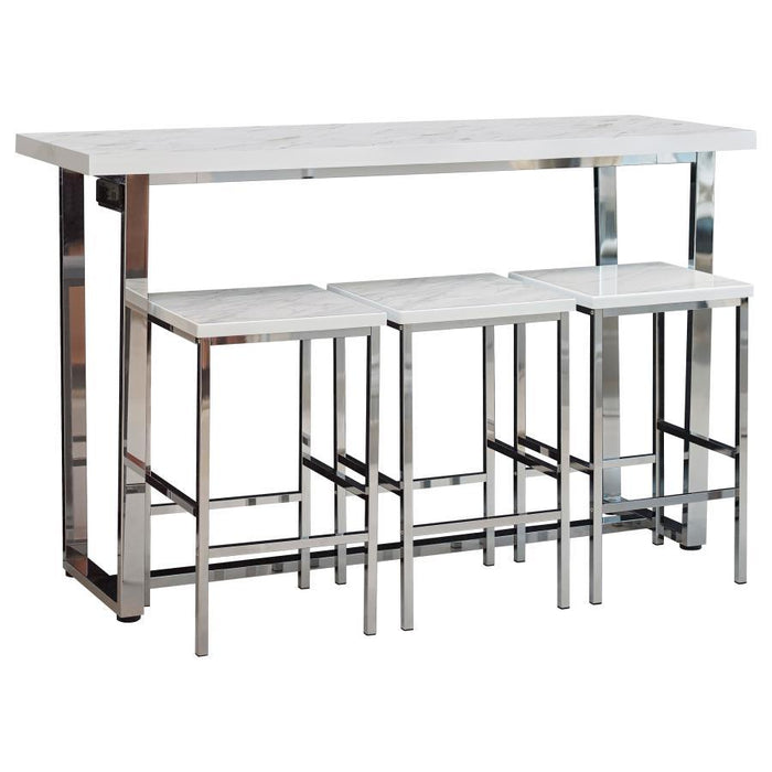 Marmot - 4 Piece Rectangular Counter Height Table Set - Chrome - JaxCo Furniture