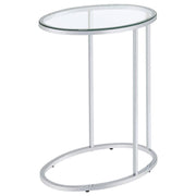 Kyle - Oval Glass Top C-Shaped Sofa Side Table - Chrome - JaxCo Furniture