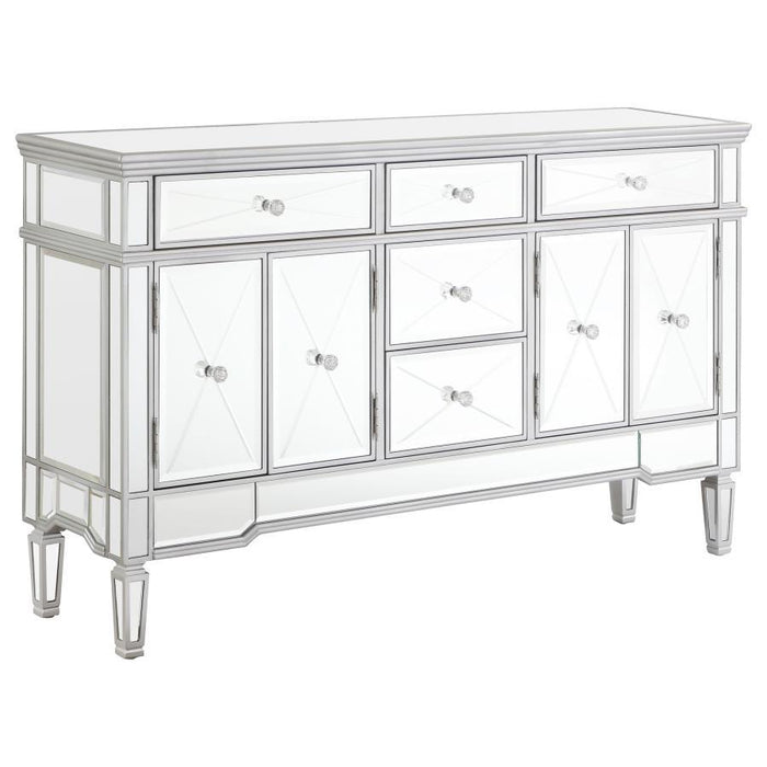 Duchess - 5-Drawer Mirrored Storage Accent Cabinet - Silver - JaxCo Furniture