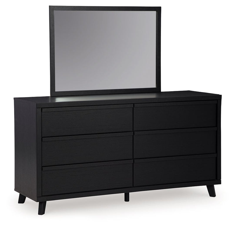 Danziar - Black - Dresser And Mirror - JaxCo Furniture