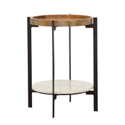 Adhvik - Round Table With Marble Shelf - JaxCo Furniture
