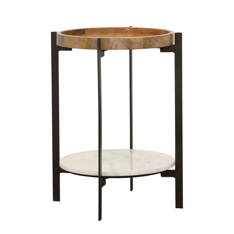 Adhvik - Round Table With Marble Shelf - JaxCo Furniture
