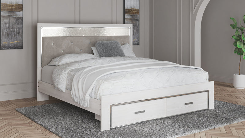 Altyra - White - King Upholstered Storage Bed - JaxCo Furniture