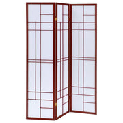 Katerina - 3-Panel Room Divider Folding Shoji Screen - Cherry - JaxCo Furniture