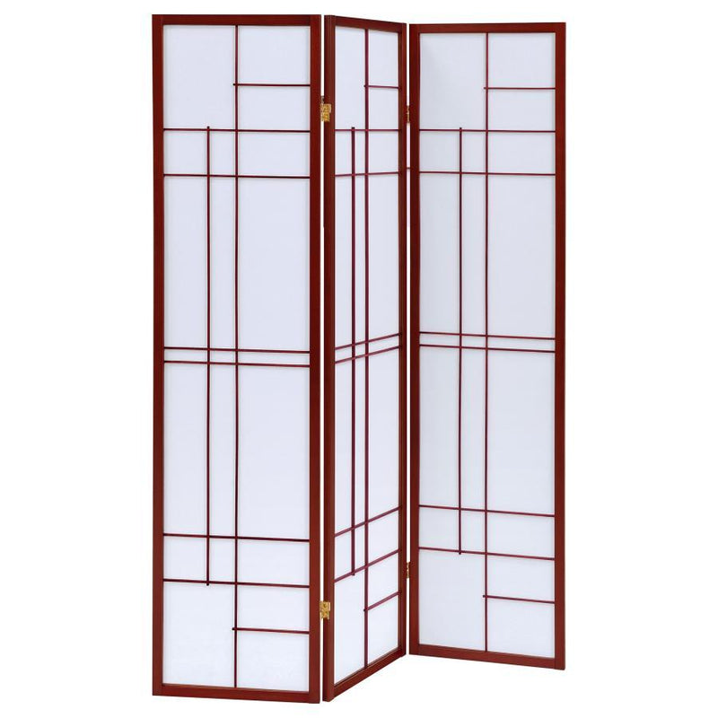 Katerina - 3-Panel Room Divider Folding Shoji Screen - Cherry - JaxCo Furniture