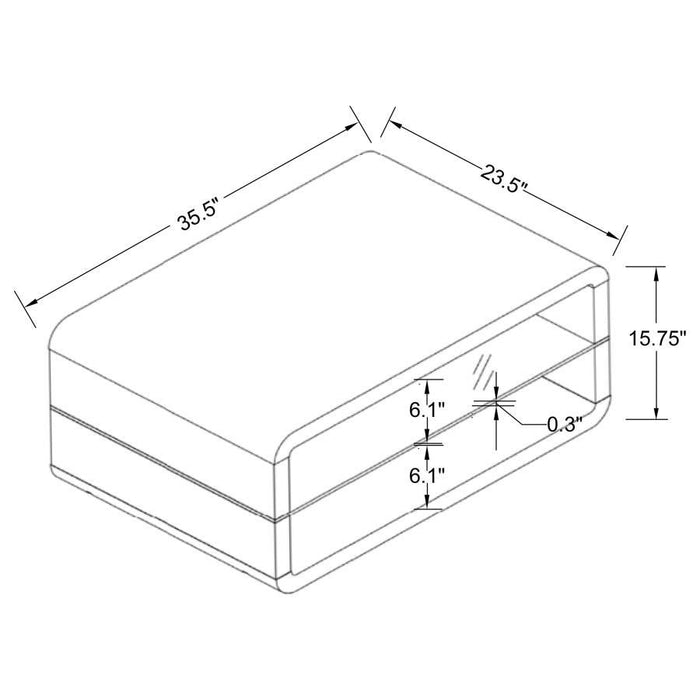 Elana - 1-Shelf Rectangular Coffee Table - White High Gloss - JaxCo Furniture