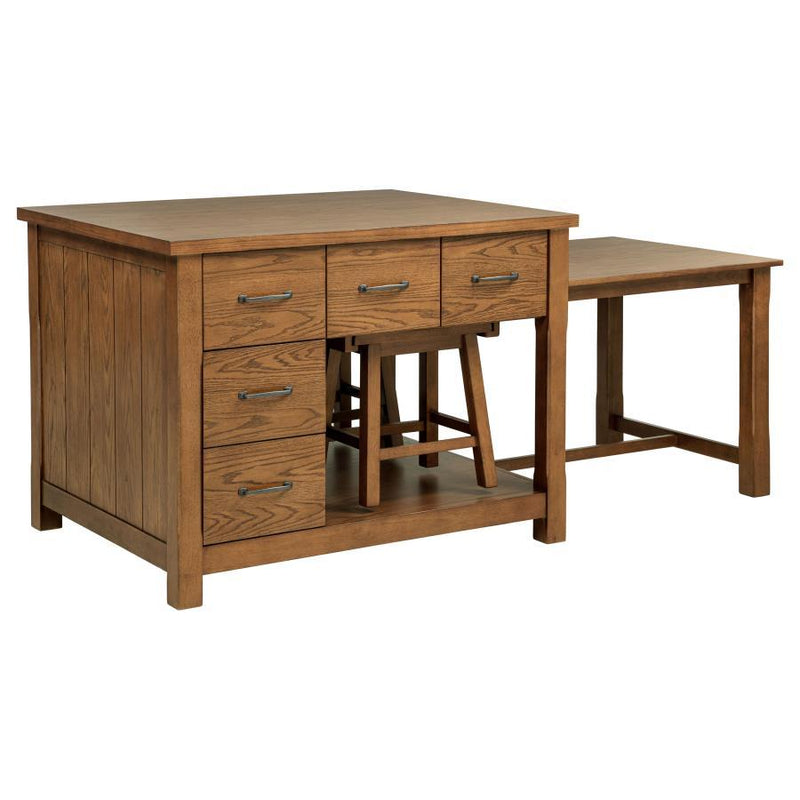 Mayfair - 3 Piece Kitchen Island With Extension Table - Dark Oak - JaxCo Furniture