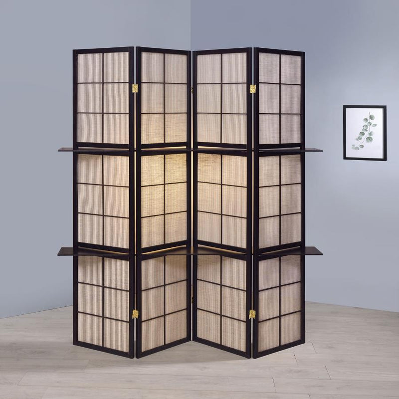 Iggy - 4-Panel Room Divider Folding Shoji Screen - Cappuccino - JaxCo Furniture