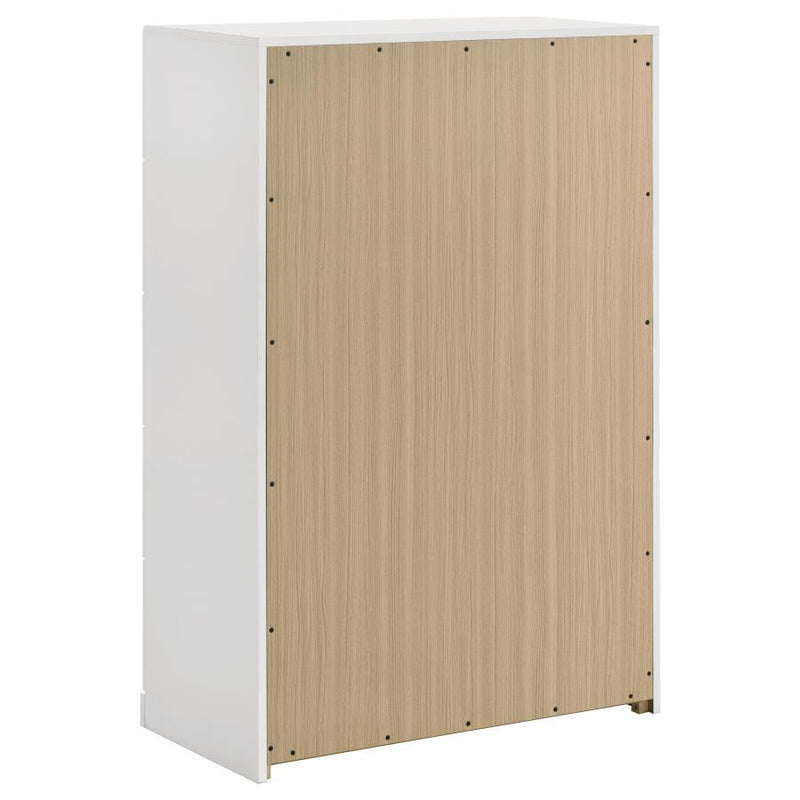 Ines - 5-Drawer Bedroom Chest Of Drawers - White High Gloss - JaxCo Furniture
