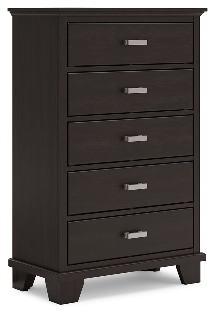 Covetown - Dark Brown - Five Drawer Chest - JaxCo Furniture