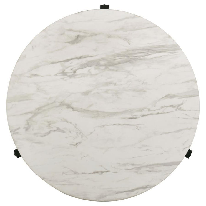 Tandi - Round Faux Marble Coffee Table - White And Black - JaxCo Furniture