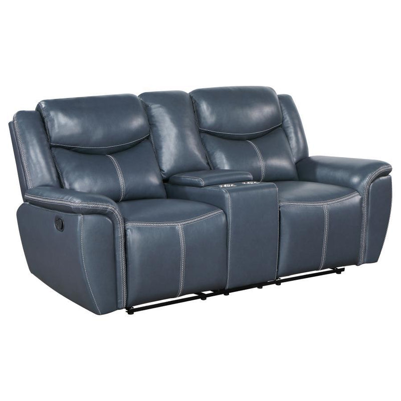 Sloane - Upholstered Padded Arm Reclining Loveseat - Blue - JaxCo Furniture