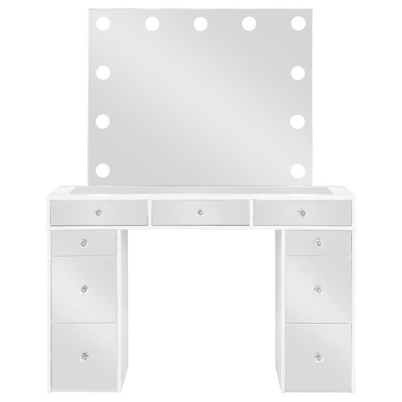 Regina - Makeup Vanity Table Set With Lighting - White - JaxCo Furniture