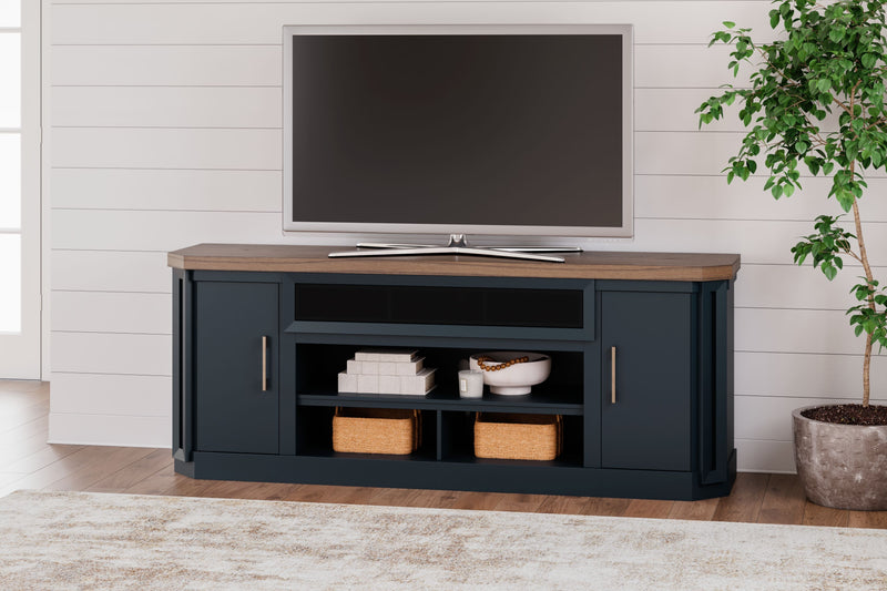 Landocken - Brown / Blue - XL TV Stand W/Fireplace Option - JaxCo Furniture