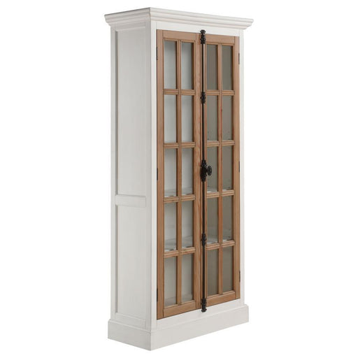 Tammi - 2 Door Wood Tall Cabinet Distressed White And Brown - Distressed White And Brown - JaxCo Furniture