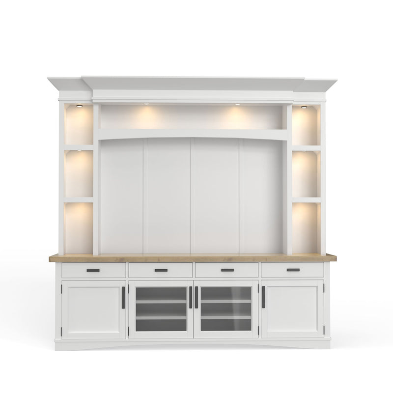 Americana Modern - TV Console with Hutch, Backpanel and LED Lights - JaxCo Furniture