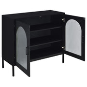 Jess - 2-Door Arched Fluted Glass Accent Cabinet - Black - JaxCo Furniture