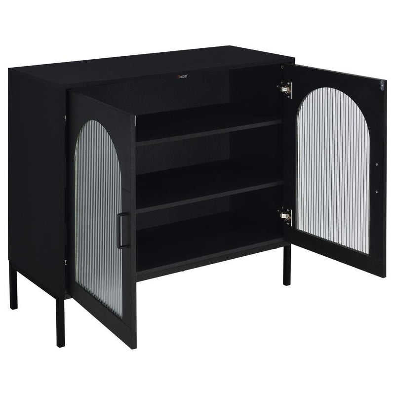 Jess - 2-Door Arched Fluted Glass Accent Cabinet - Black - JaxCo Furniture