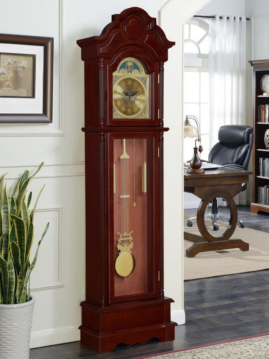 Diggory - Grandfather Clock With Adjustable Chime - Brown Red - JaxCo Furniture