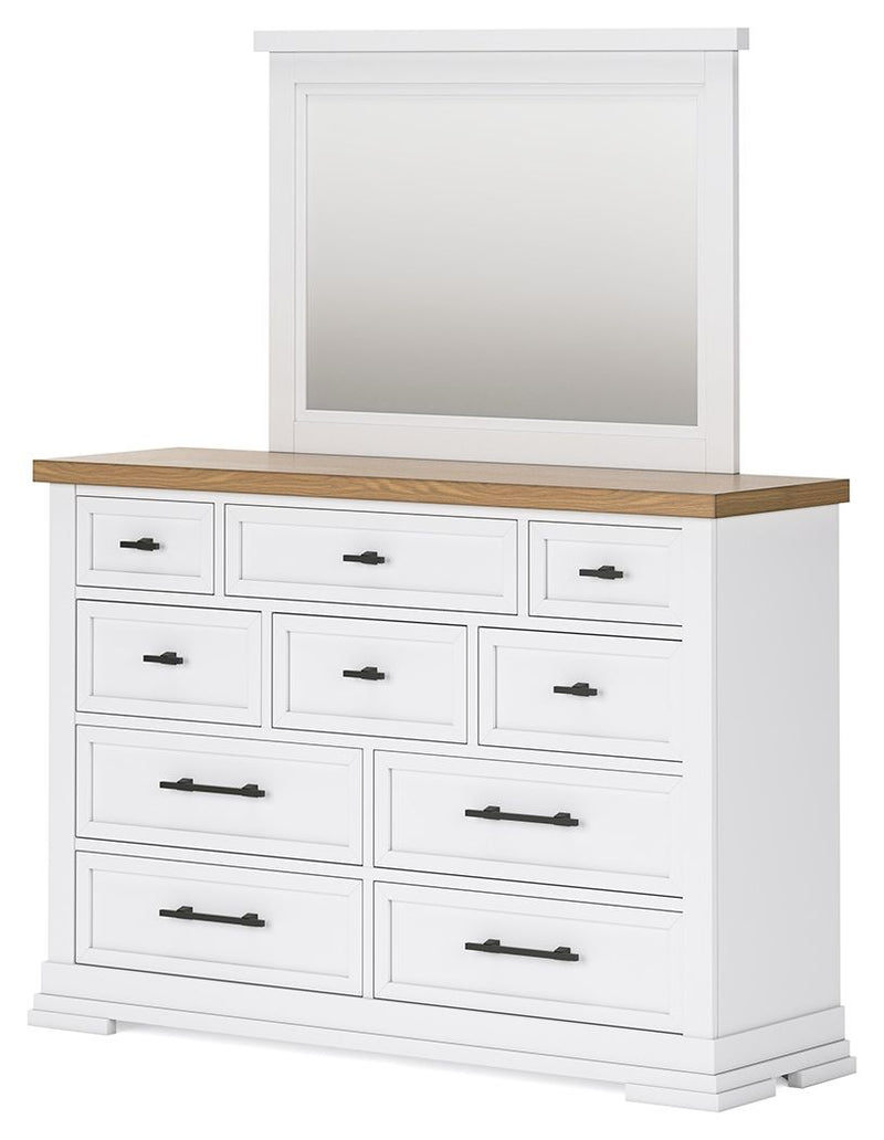 Ashbryn - White / Natural - Dresser And Mirror - JaxCo Furniture