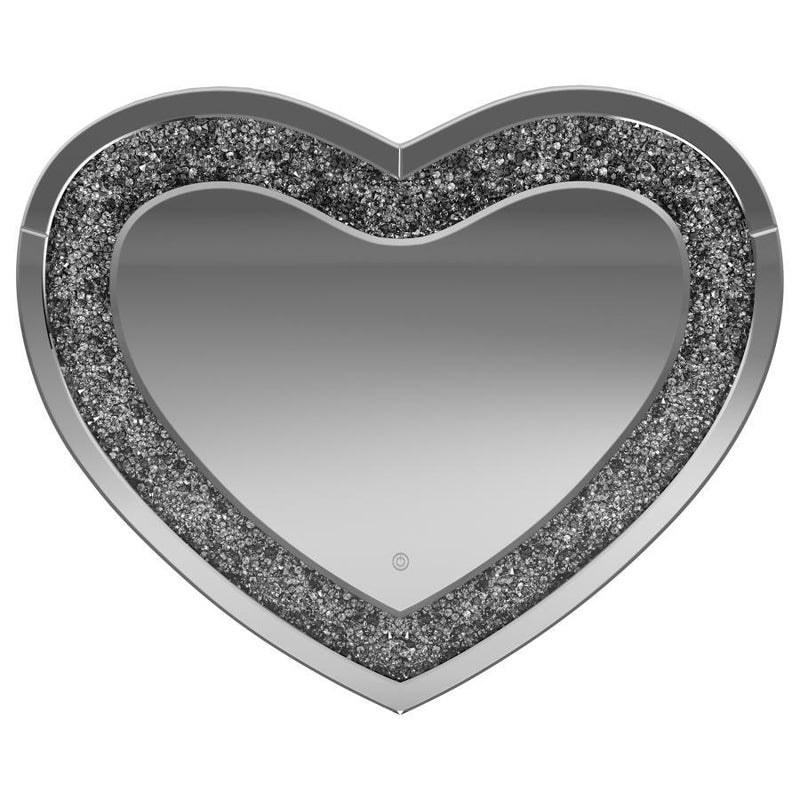Aiko - Heart Shaped LED Light Wall Mirror - Silver - JaxCo Furniture