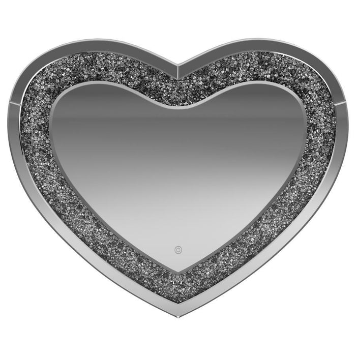 Aiko - Heart Shaped LED Light Wall Mirror - Silver - JaxCo Furniture