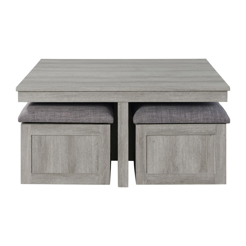 Uster - Coffee Table With Four Storage Stools - Gray
