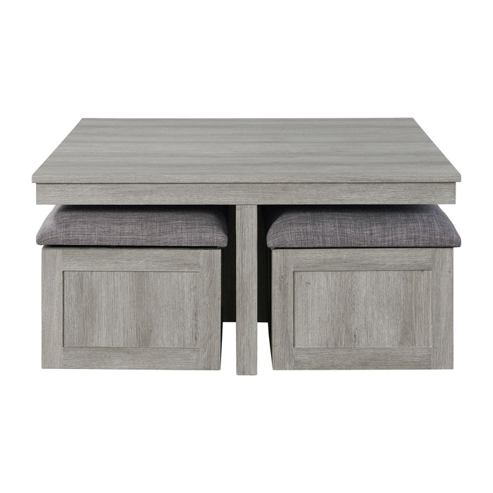 Uster - Coffee Table With Four Storage Stools - Grey - JaxCo Furniture