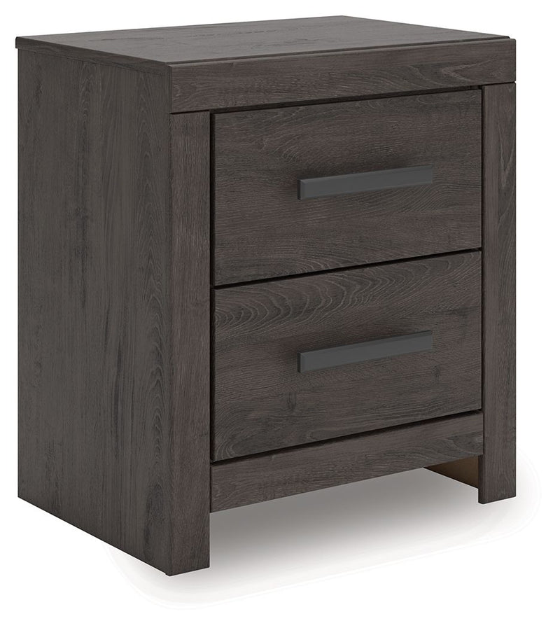 Prendonea - Charcoal - Two Drawer Night Stand - JaxCo Furniture