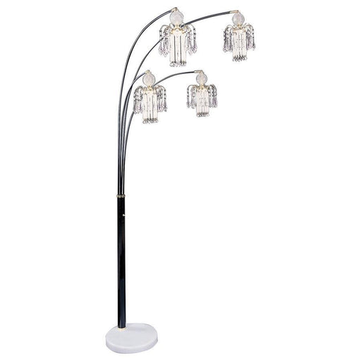 Maisel - Hanging Crystal Arc Tree Floor Lamp - Black - JaxCo Furniture