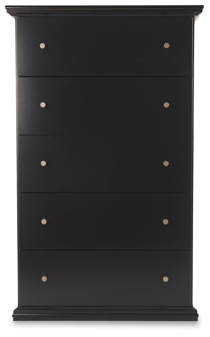 Maribel - Black - Five Drawer Chest - JaxCo Furniture