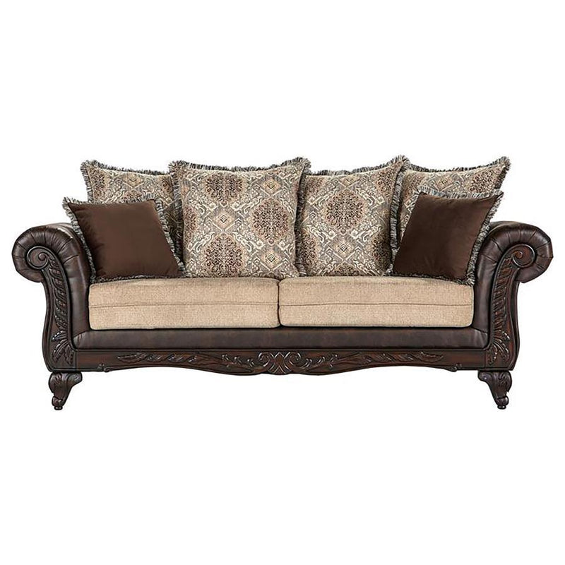 Elmbrook - Upholstered Rolled Arm Sofa - Brown - JaxCo Furniture