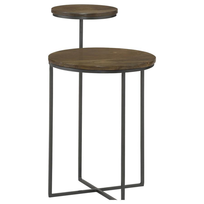 Yael - Round Mango Wood Accent Side Table - Natural And Gunmetal - JaxCo Furniture