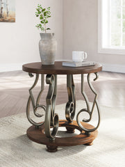 Frallyn - Round End Table - Dark Brown - JaxCo Furniture