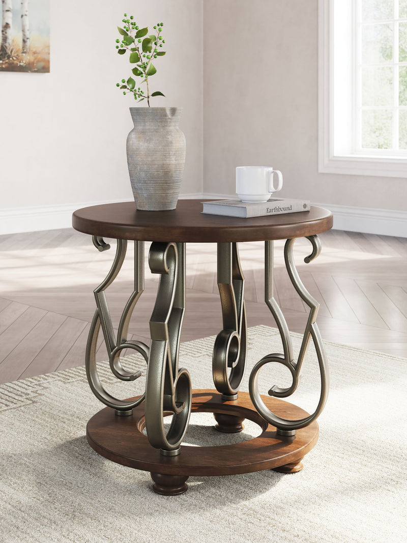 Frallyn - Round End Table - Dark Brown - JaxCo Furniture
