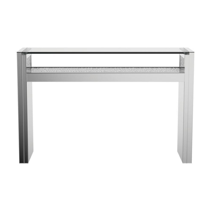 Edna - Mirrored Acrylic Console Table LED Lighting - Silver - JaxCo Furniture