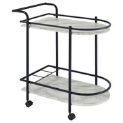 Desiree - 2-Tier Faux Marble Shelf Metal Bar Cart - JaxCo Furniture